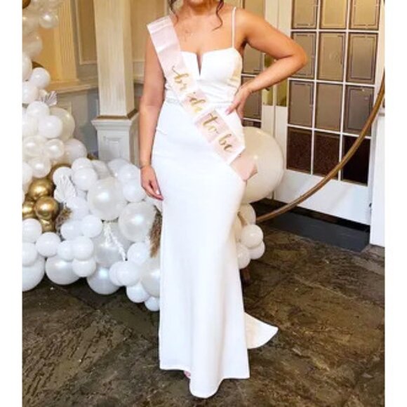 Lulus Finding the One Sleeveless White Mermaid Maxi Dress w/Mini Train - Picture 5 of 5